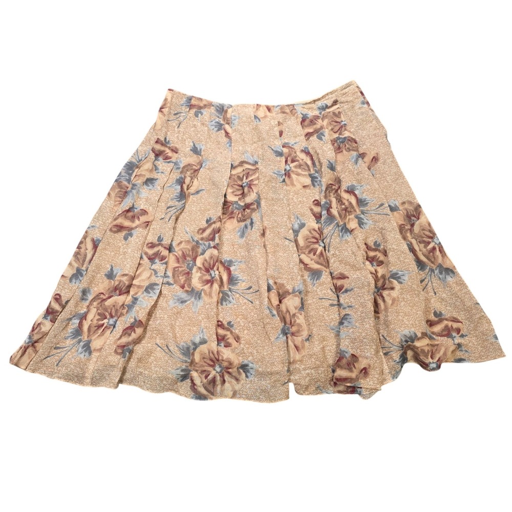Jones New York Collection Wool Cotton Midi Skirt Women's 16 Tan Brown Pleated